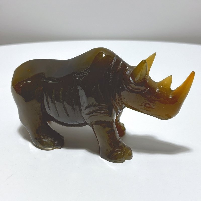 2 Pieces Beautiful Agate Rhino Carving - Wholesale Crystals