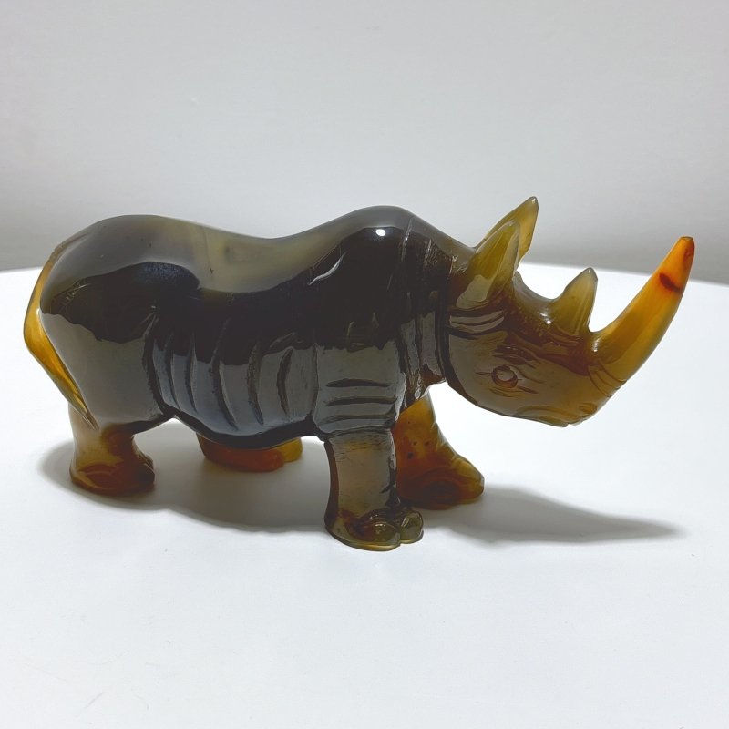 2 Pieces Beautiful Agate Rhino Carving - Wholesale Crystals