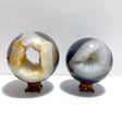2 Pieces Beautiful Geode Agate Spheres - Wholesale Crystals