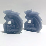 2 Pieces Blue Angelite Flying Dragon Castle Carving - Wholesale Crystals