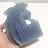 2 Pieces Blue Angelite Flying Dragon Castle Carving - Wholesale Crystals