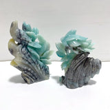 2 Pieces Caribbean Calcite Mixed Pyrite Birds&Flower Carving - Wholesale Crystals