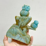 2 Pieces Caribbean Calcite Owl Carving -Wholesale Crystals