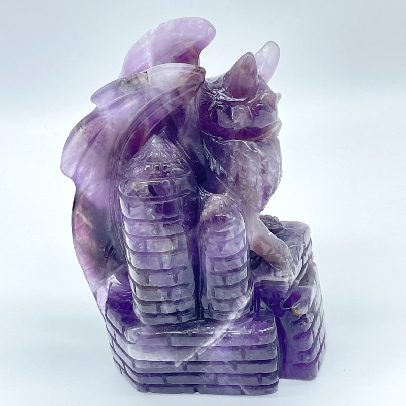 2 Pieces Chevron Amethyst Dragon Castle Carving - Wholesale Crystals