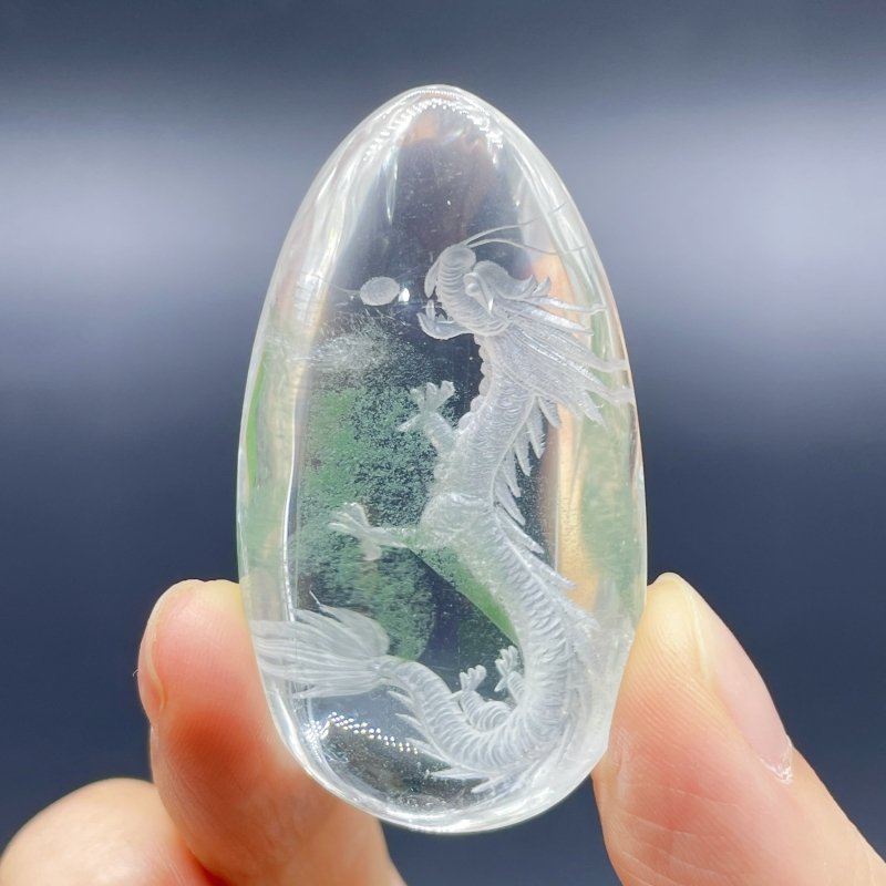 2 Pieces Chinese Dragon Garden Quartz Inner Scene Carving - Wholesale Crystals