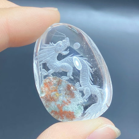 2 Pieces Chinese Dragon Garden Quartz Inner Scene Carving - Wholesale Crystals