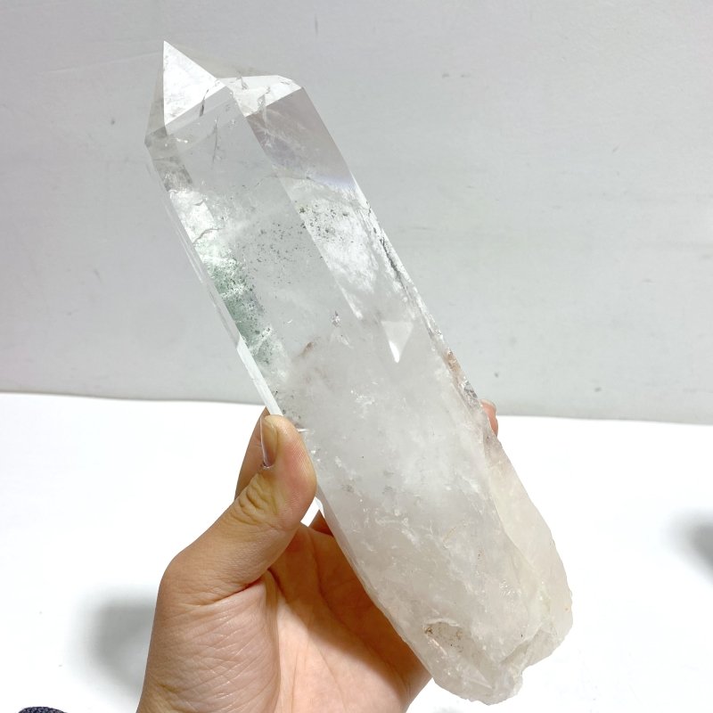 2 Pieces Clear Quartz Point Raw Bottom With Stand 1 - Wholesale Crystals