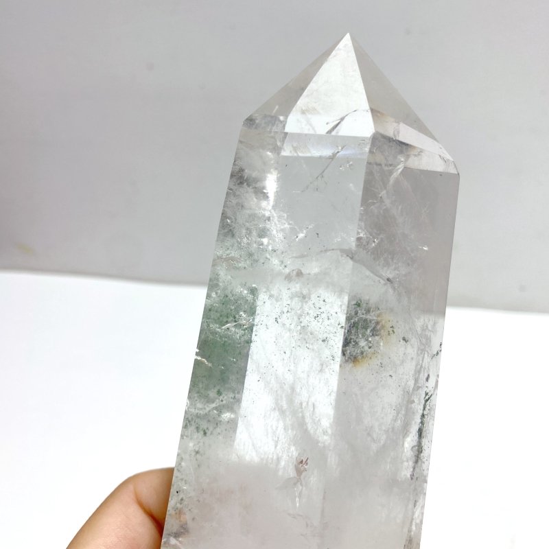 2 Pieces Clear Quartz Point Raw Bottom With Stand 1 - Wholesale Crystals
