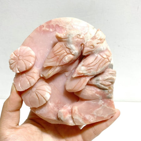 2 Pieces Cute Pink Opal Bird Carving - Wholesale Crystals