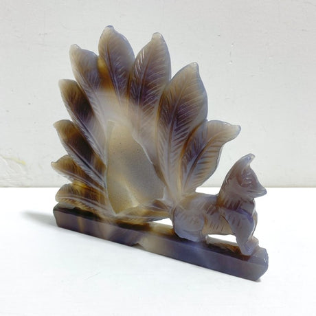 2 Pieces Geode Druzy Agate Nine - tailed Fox Carving 7 - Wholesale Crystals