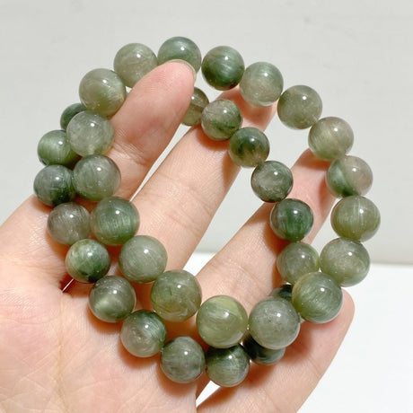 2 Pieces Green Rutile Quartz Cat Eye Flash Bracelets -Wholesale Crystals