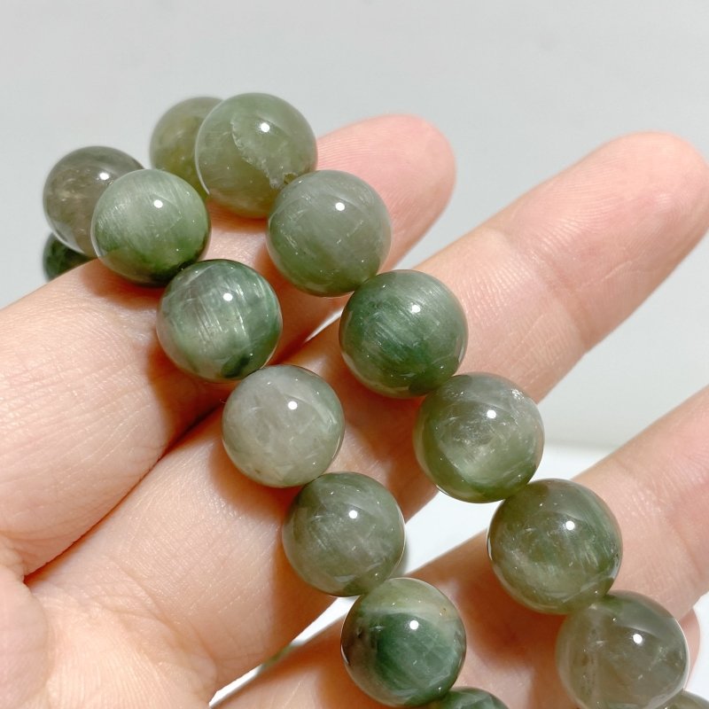 2 Pieces Green Rutile Quartz Cat Eye Flash Bracelets -Wholesale Crystals