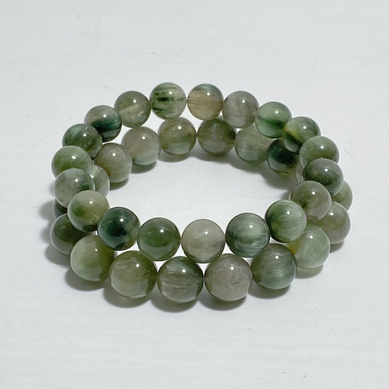 2 Pieces Green Rutile Quartz Cat Eye Flash Bracelets -Wholesale Crystals