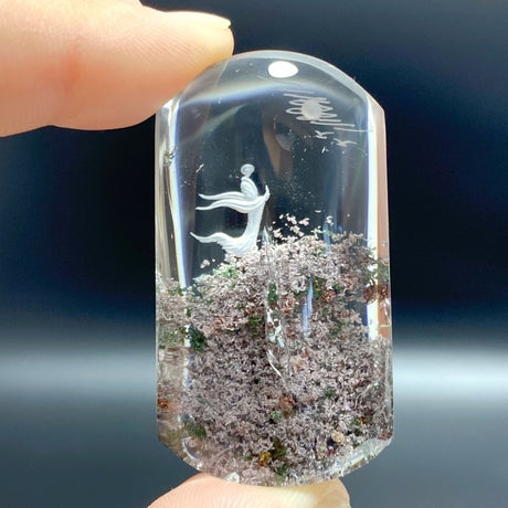 2 Pieces High Quality Buddhist Monk Bodhi Kensho Garden Quartz Inner Scene Carving - Wholesale Crystals