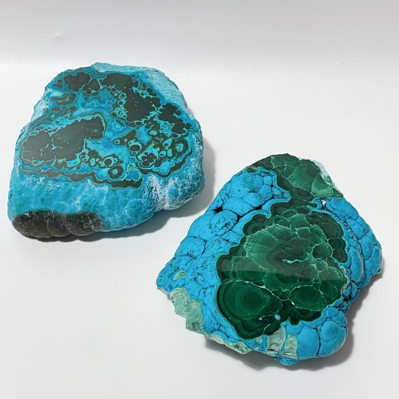 2 Pieces High Quality Chrysocolla Mixed Malachite Slab Specimen -Wholesale Crystals