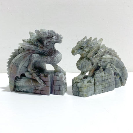 2 Pieces Labradorite Flying Dragon Castle Carving - Wholesale Crystals