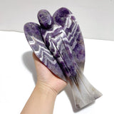2 Pieces Large Chevron Amethyst Angel Carving - Wholesale Crystals
