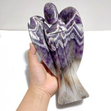 2 Pieces Large Chevron Amethyst Angel Carving - Wholesale Crystals