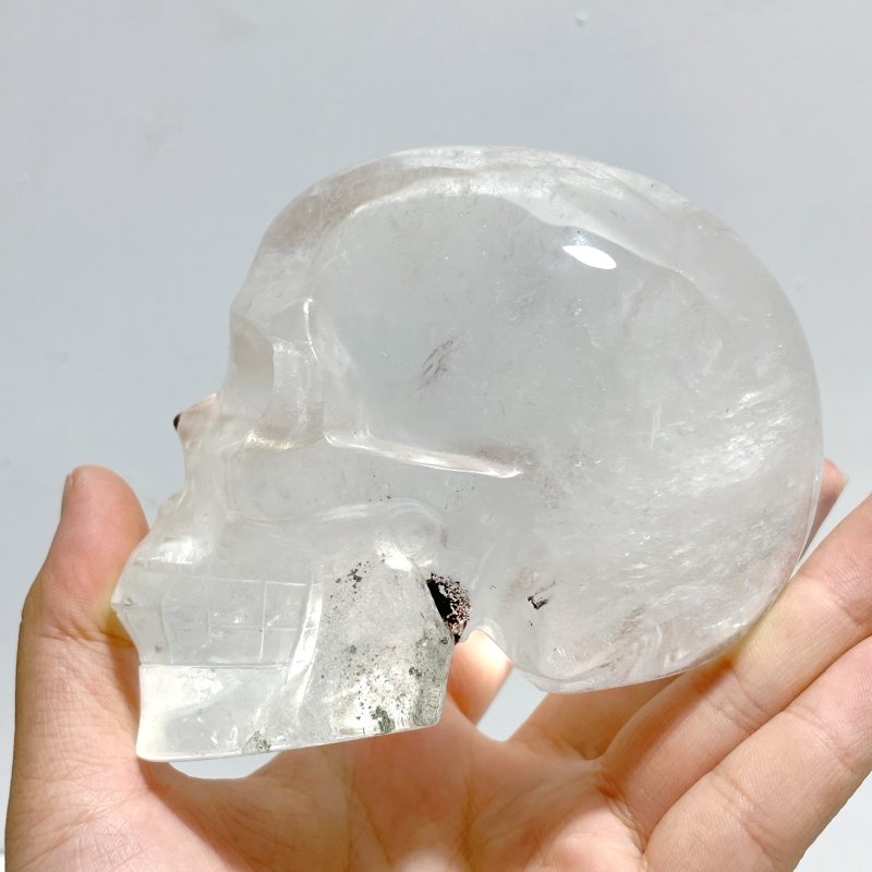 2 Pieces Large Clear Quartz Skull Carving - Wholesale Crystals
