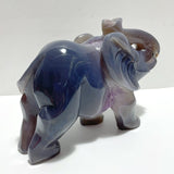 2 Pieces Large Geode Druzy Amethyst Mixed Agate Elephant Carving - Wholesale Crystals