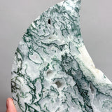 2 Pieces Large Moss Agate Moon Carving With Stand - Wholesale Crystals