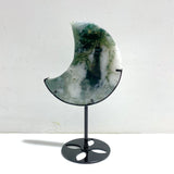 2 Pieces Large Moss Agate Moon With Stand Home Decor - Wholesale Crystals