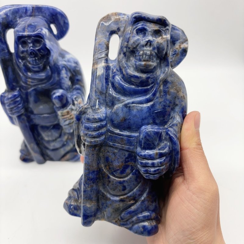 2 Pieces Large Sodalite Grim Reaper Sickle Carving -Wholesale Crystals