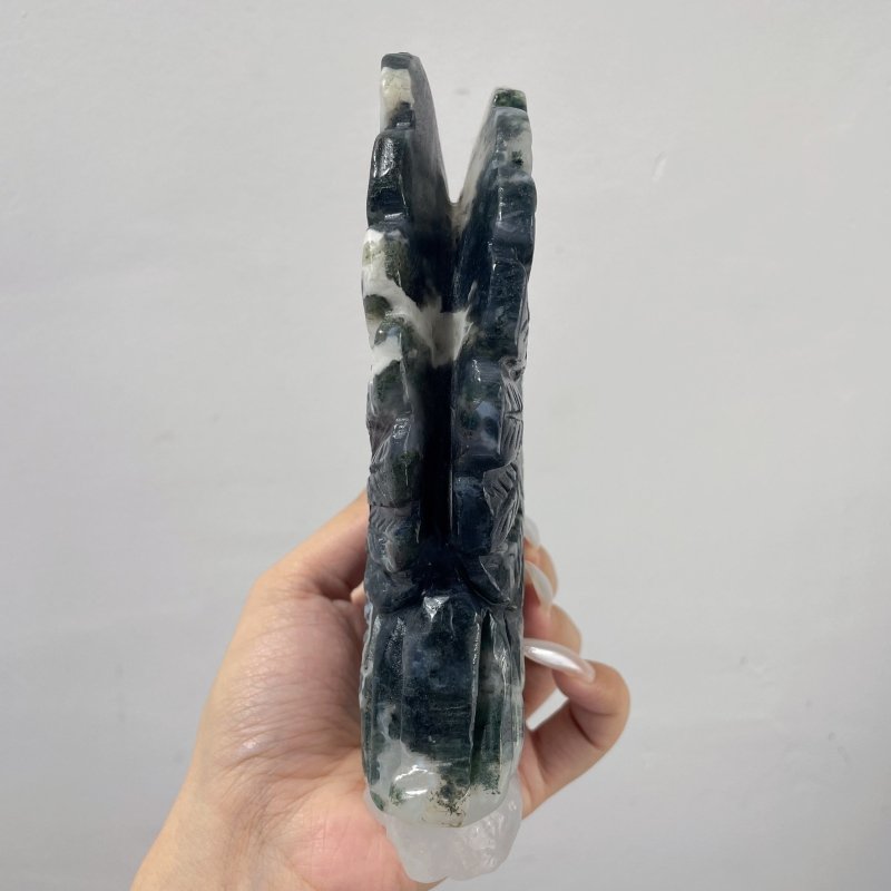 2 Pieces Moss Agate Eagle Carving - Wholesale Crystals