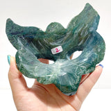 2 Pieces Moss Agate Fox Mask Carving With Stand - Wholesale Crystals
