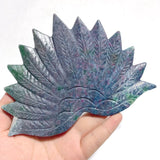 2 Pieces Peacock Crystal Carving With Stand Fluorite Ruby In Kyanite - Wholesale Crystals