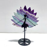 2 Pieces Peacock Crystal Carving With Stand Fluorite Ruby In Kyanite - Wholesale Crystals