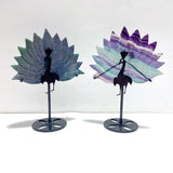 2 Pieces Peacock Crystal Carving With Stand Fluorite Ruby In Kyanite - Wholesale Crystals