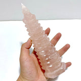 2 Pieces Rose Quartz Wenchang Tower 9 - level Pagoda - Wholesale Crystals
