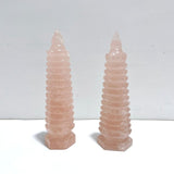2 Pieces Rose Quartz Wenchang Tower 9 - level Pagoda - Wholesale Crystals