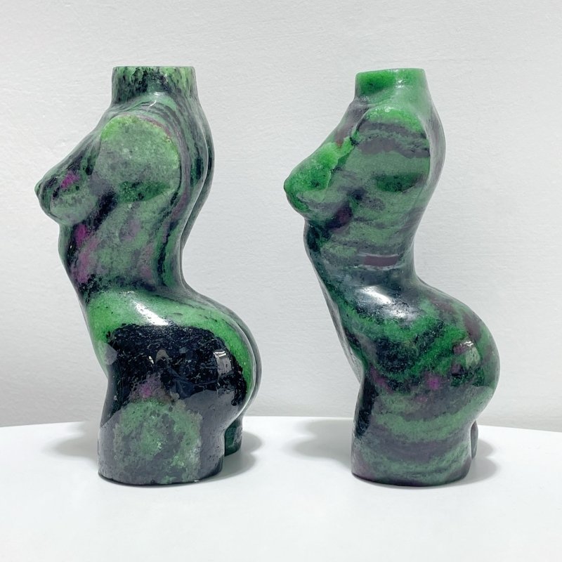 2 Pieces Ruby Zoisite Goddess Carving - Wholesale Crystals