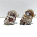 2 Pieces Sakura Flower Agate Christmas Hat Skull Carving - Wholesale Crystals