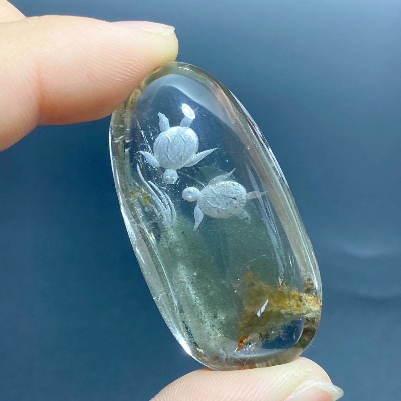 2 Pieces Sea Turtle Garden Quartz Inner Scene Carving - Wholesale Crystals