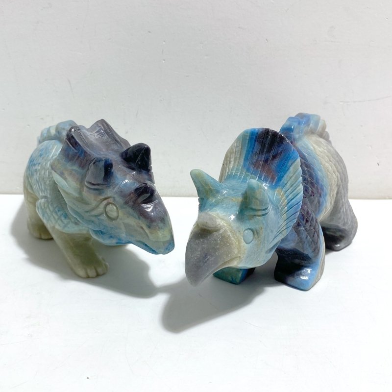 2 Pieces Trolleite Stone Triceratops Three-horned Dinosaur Crystal Carving -Wholesale Crystals