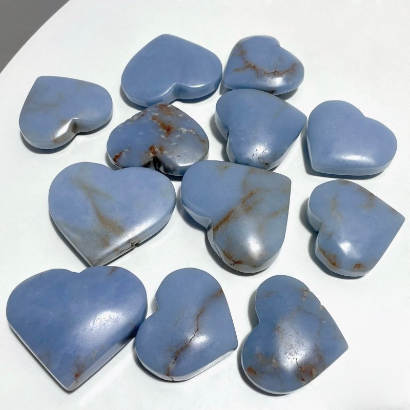 2 Size Beautiful Angelite Heart Wholesale - Wholesale Crystals