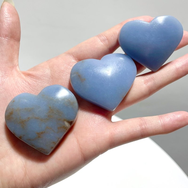 2 Size Beautiful Angelite Heart Wholesale - Wholesale Crystals