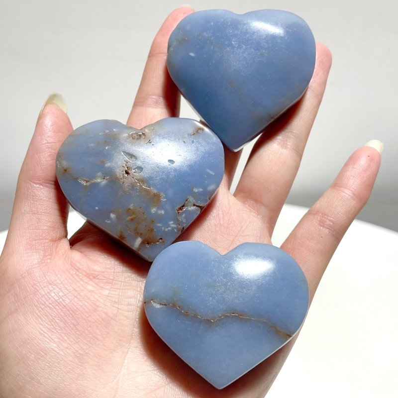 2 Size Beautiful Angelite Heart Wholesale - Wholesale Crystals