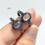 2 Styles Aquamarine Black Rings Wholesale - Wholesale Crystals