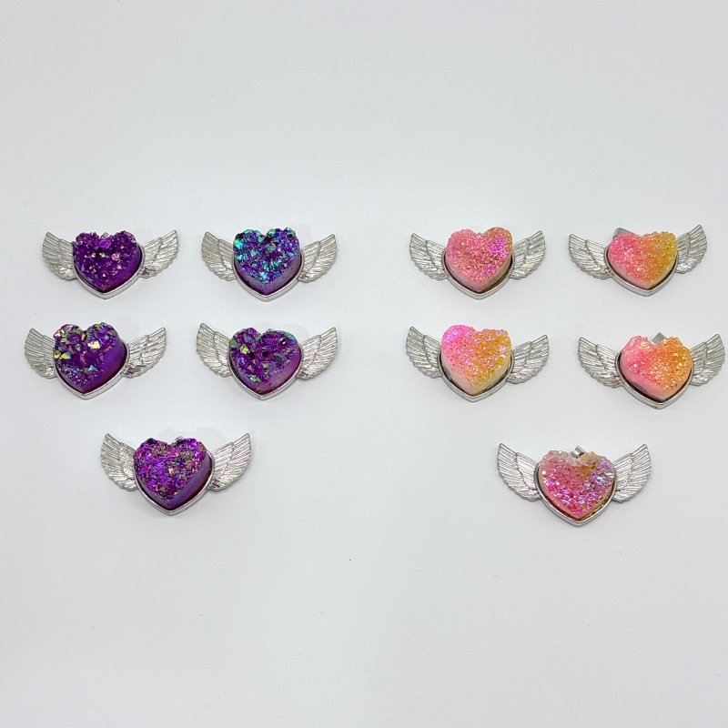 2 Types Aura Cluster Heart Wing Pendant Wholesale - Wholesale Crystals