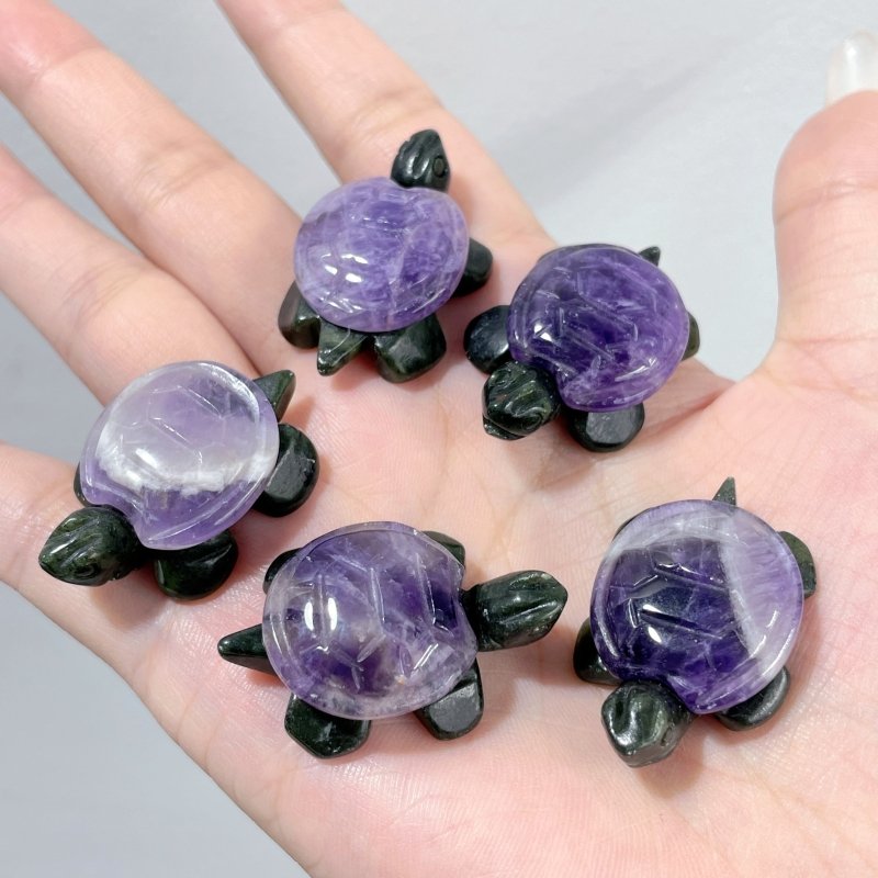 2 Types Beautiful Turtle Crystal Carving Wholesale Caribbean Calcite Chevron Amethyst - Wholesale Crystals