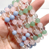 2 Types Clear Quartz Rose Quartz Mixed Angelite Green Aventurine Bracelet Wholesale - Wholesale Crystals