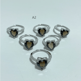 2 Types Cut Faceted Smoky Quartz Rings Heart Shape Wholesale - Wholesale Crystals