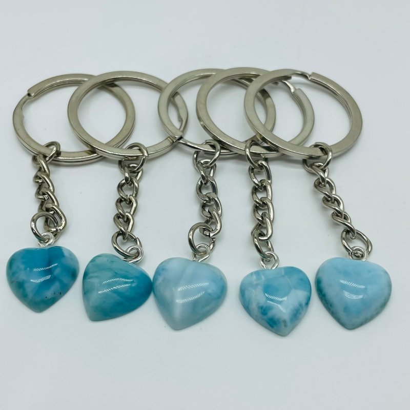 2 Types Heart Keychain Wholesale Larimar Rhodochrosite -Wholesale Crystals