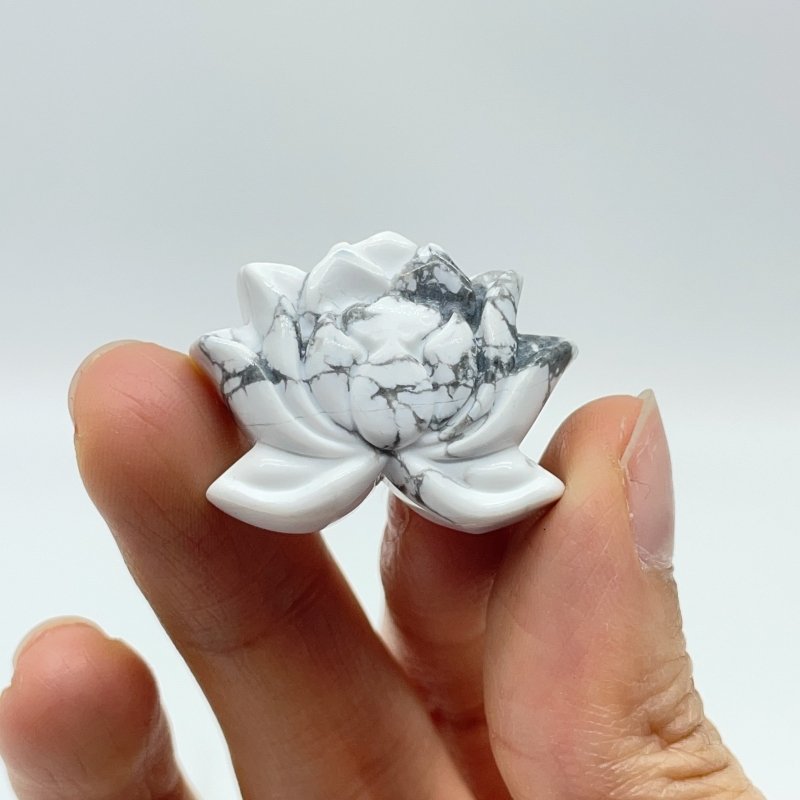 2 Types Lotus Flower Carving Wholesale Lepidolite Howlite -Wholesale Crystals