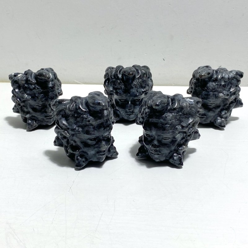 2 Types Medusa Carving Wholesale Garnet Larvikite - Wholesale Crystals