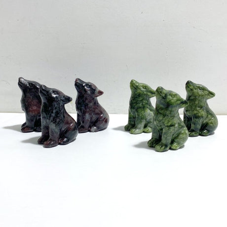 2 Types Wolf Carving Wholesale Green Jade Garnet - Wholesale Crystals